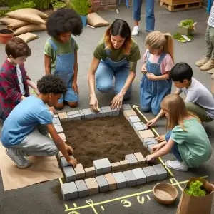 Moestuinbak van stoeptegels maken